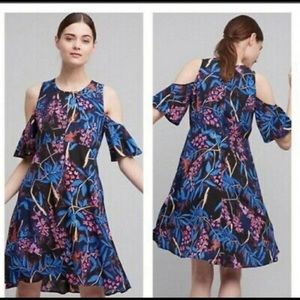 Anthropologie Blue and Purple Floral Dress